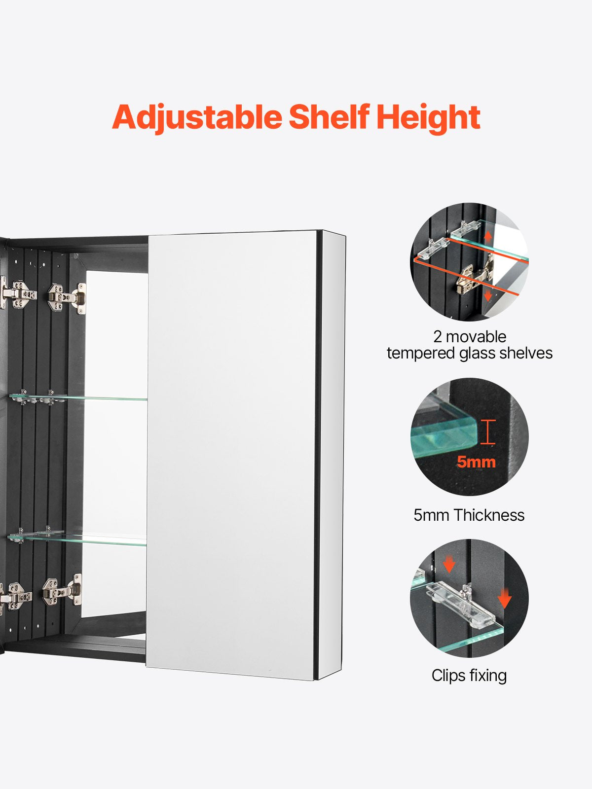 Medicine Cabinet 26" x 30" Mirror Medicine Cabinet Adjustable Shelves