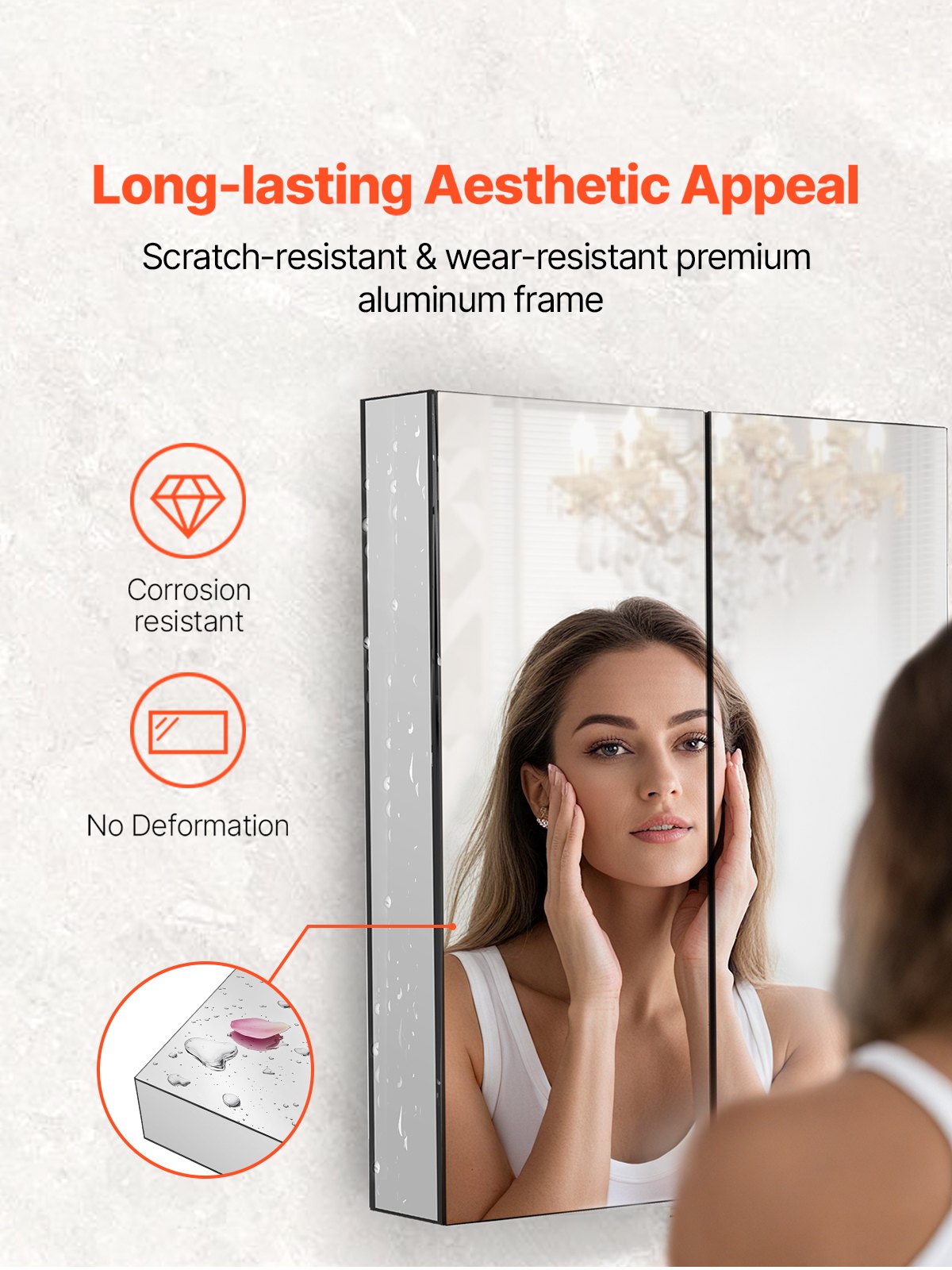 Medicine Cabinet 26" x 30" Mirror Medicine Cabinet Adjustable Shelves