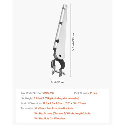 10-pack 35cm Barbed Wire Arm Extenders for 3.3cm to 3.8cm Chain Link Fence | EU