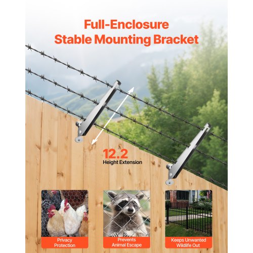 Barbed wire arms 10-pack 30 cm extension for fence posts, surface mounted | EU