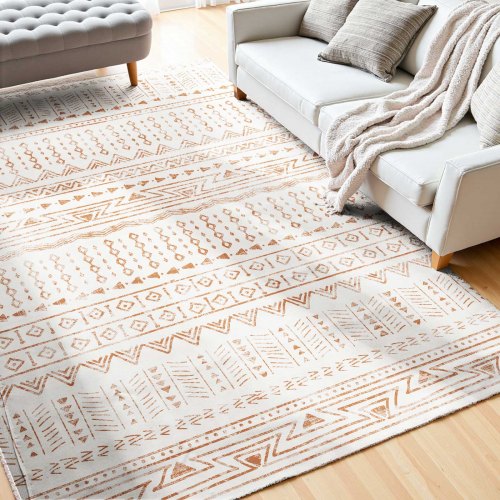 Stor Matta 1,8x2,7 m Halkfri och Rivtålig Golvmatta Modern Beige
