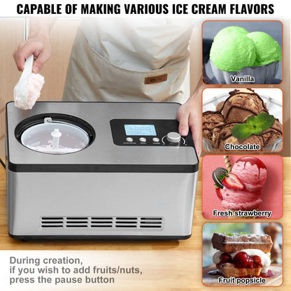 2 Quart Automatisk Glassmaskin Electric Yoghurt Gelato Make Silver