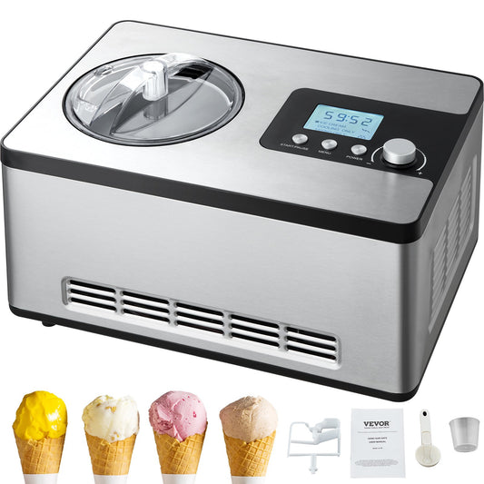 2 Quart Automatisk Glassmaskin Electric Yoghurt Gelato Make Silver