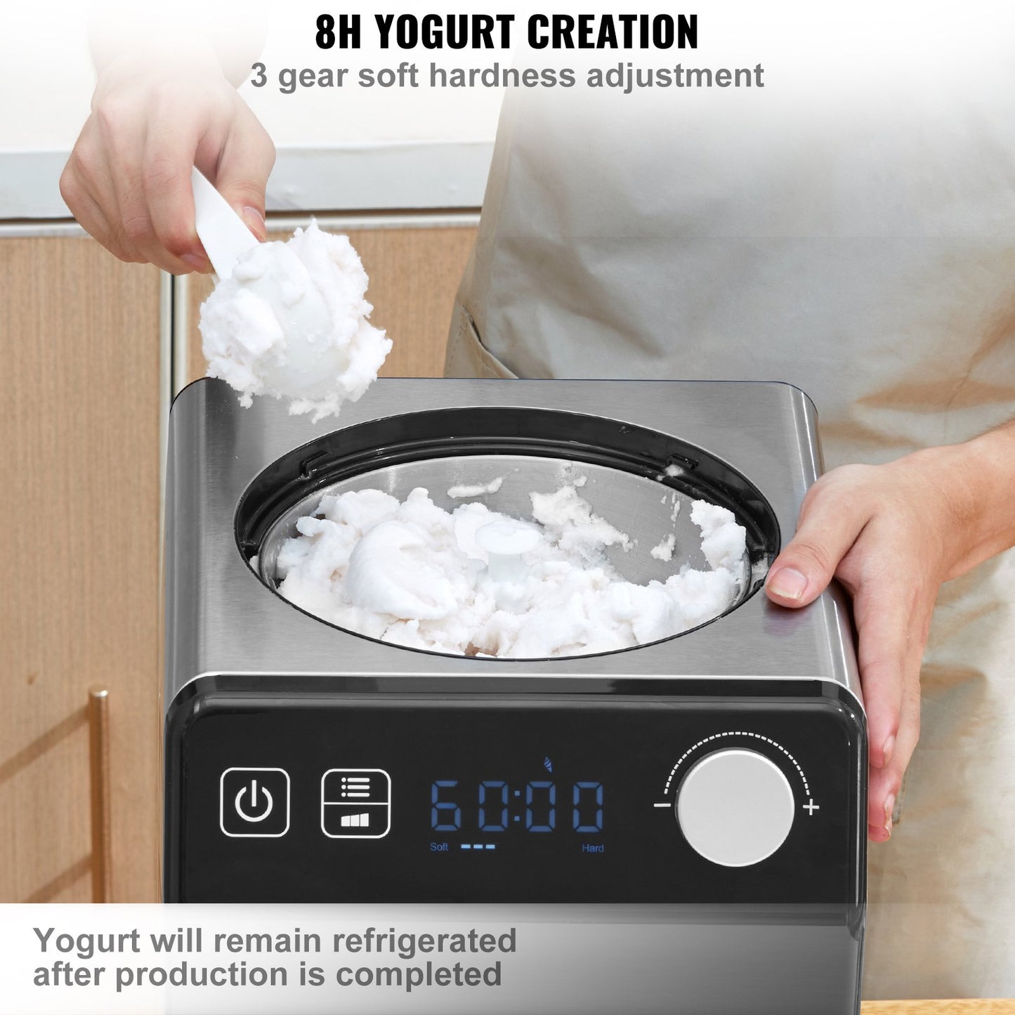 2 Quart Automatisk Glassmaskin Electric Yoghurt Gelato Make Black