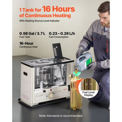 10000 BTU fotogenvärmare för inomhus och utomhusbruk, bärbar värmare med automatisk avstängning och justerbar låga och tippfunktion, för hem, garage, källare, camping, verkstad och nödsituationer, svart |  EU