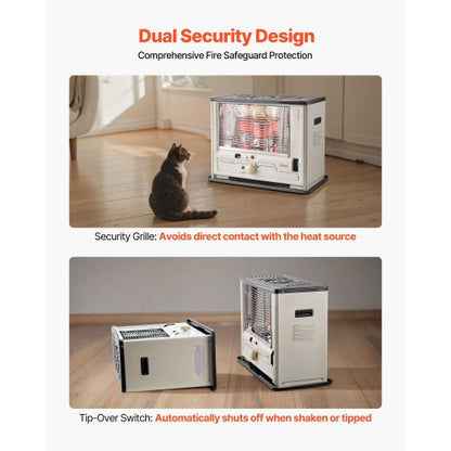 10000 BTU fotogenvärmare för inomhus och utomhusbruk, bärbar värmare med automatisk avstängning och justerbar låga och tippfunktion, för hem, garage, källare, camping, verkstad och nödsituationer, svart |  EU