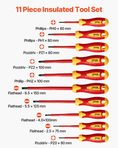 Insulated screwdriver set 11-piece insulated tool set for electricians