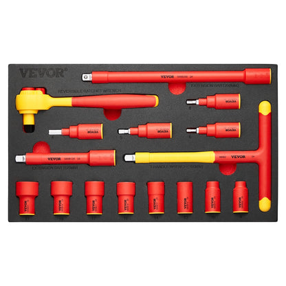 Isolerad Socket Set 16-delad Isolerad Socket Tool med T-handtagsnyckel