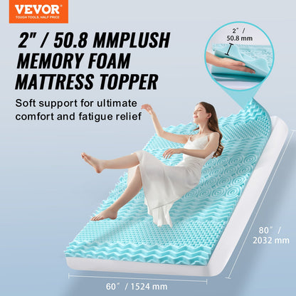 Madrass Topper Soft Memory Foam Cooling Gel Infusion Queen Size 50,8 mm