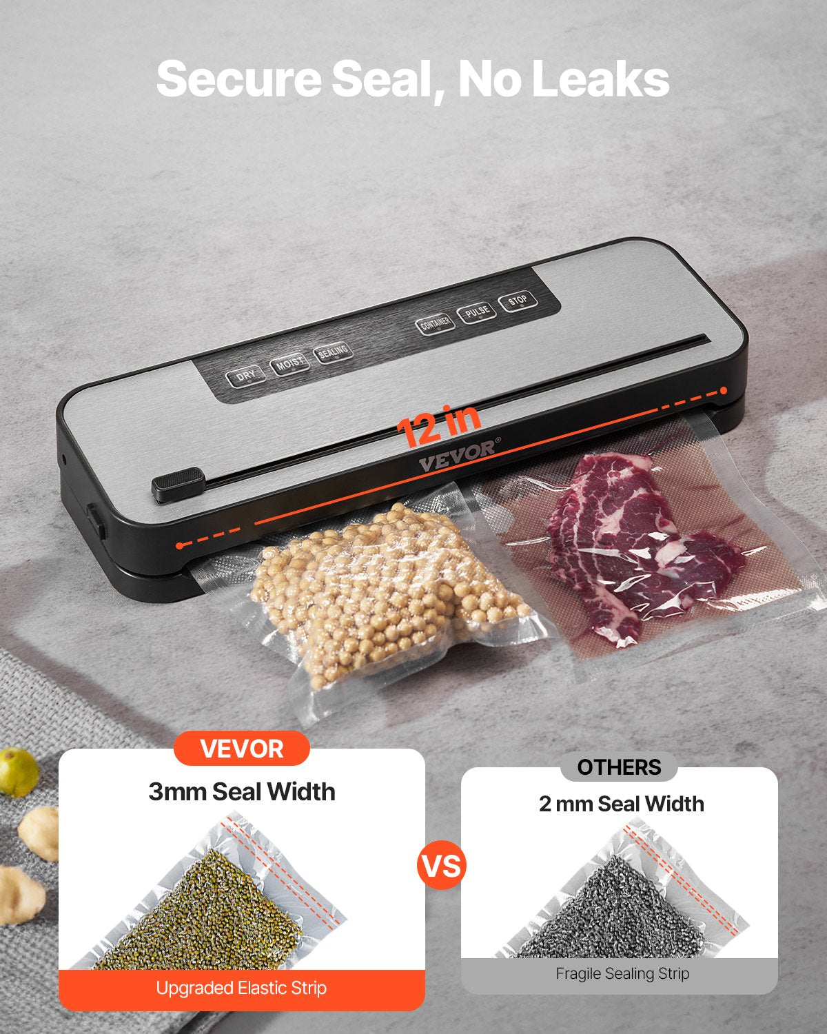 5-in-1 Vacuum Sealer Machine Fast Compact Automatic Food Saver 100W 10 Bag