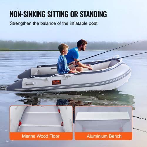 inflatable dinghy boat, 4-person transom boat, with marine wood floor and adjustable aluminum bench, 1000 lbs inflatable fishing boat raft, aluminum oars, air pump and carrying bag | EU
