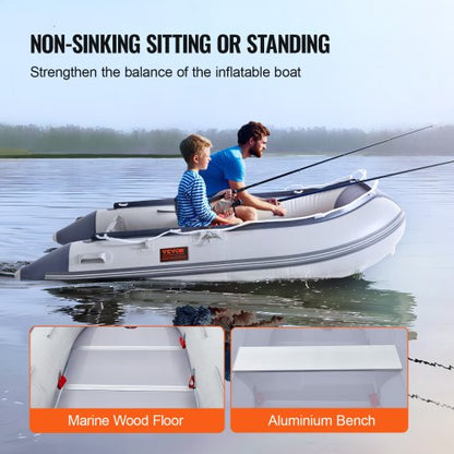 inflatable dinghy boat, 4-person transom boat, with marine wood floor and adjustable aluminum bench, 1000 lbs inflatable fishing boat raft, aluminum oars, air pump and carrying bag | EU