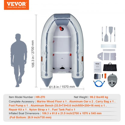 inflatable dinghy boat, 4-person transom boat, with marine wood floor and adjustable aluminum bench, 1000 lbs inflatable fishing boat raft, aluminum oars, air pump and carrying bag | EU