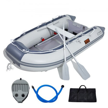 inflatable dinghy boat, 4-person transom boat, with marine wood floor and adjustable aluminum bench, 1000 lbs inflatable fishing boat raft, aluminum oars, air pump and carrying bag | EU