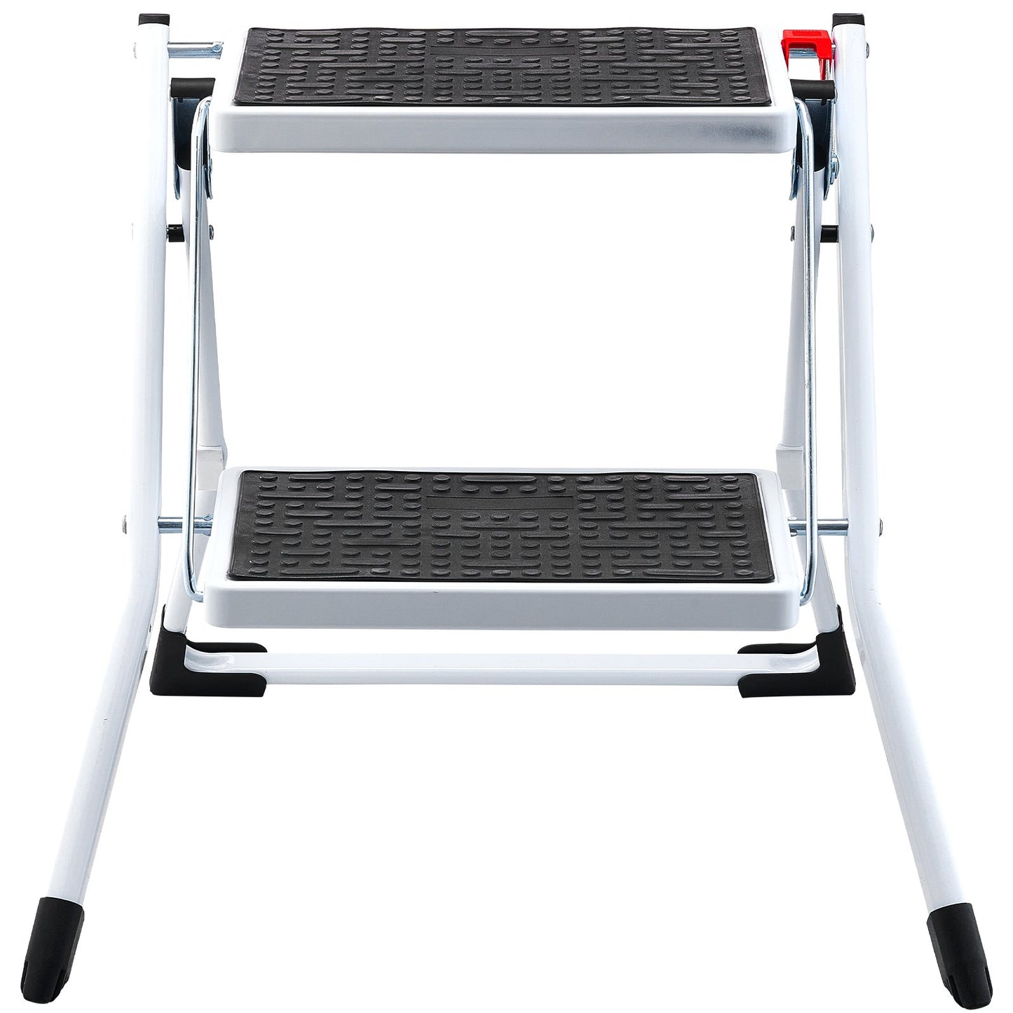 Trappstege 2-stegs 150 kg kapacitet, ergonomisk hopfällbar trapppall i stål med bred anti-halkpedal, robust trapppall för vuxna småbarn, mångsidig användning för hushåll, kök, kontor, husbilar