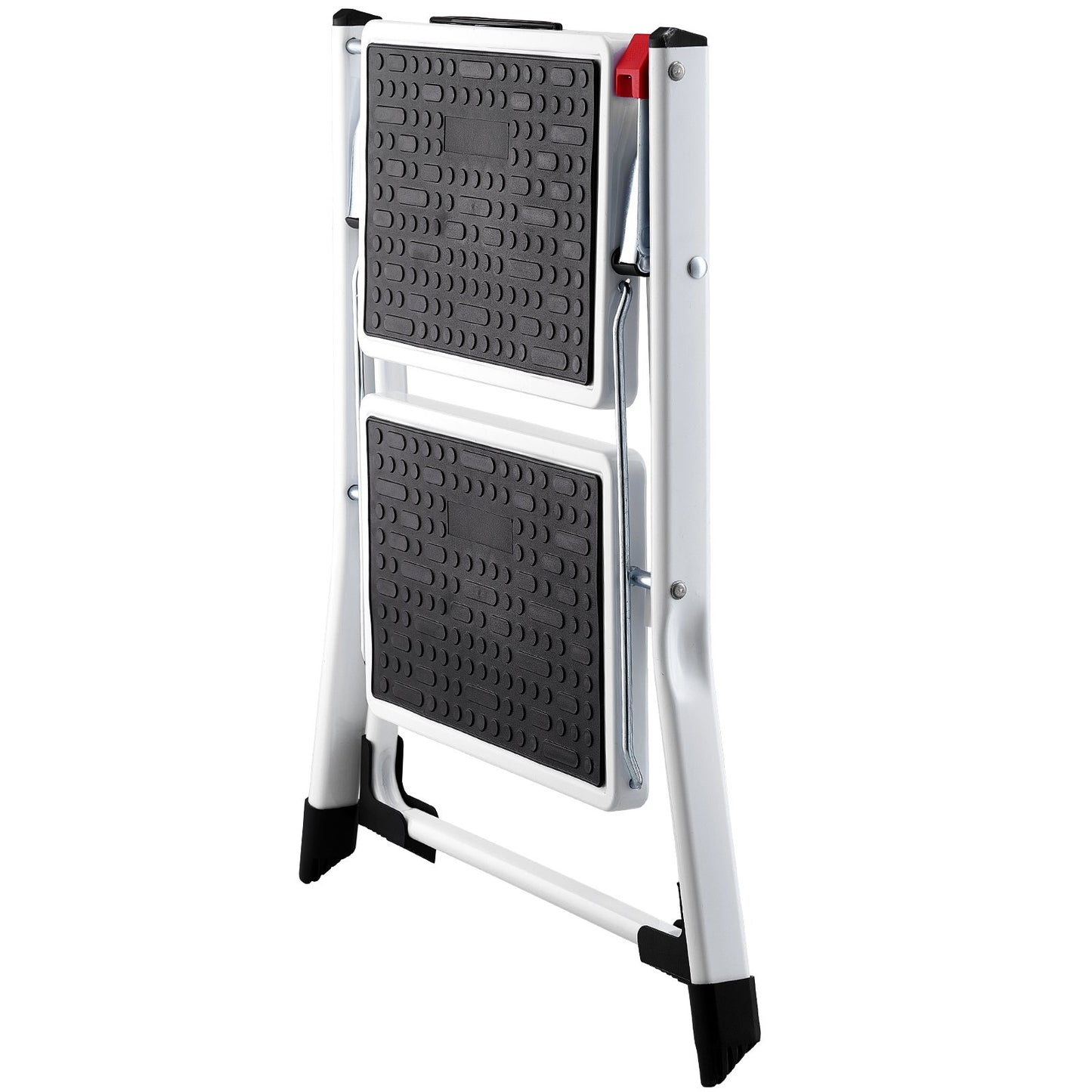 Trappstege 2-stegs 150 kg kapacitet, ergonomisk hopfällbar trapppall i stål med bred anti-halkpedal, robust trapppall för vuxna småbarn, mångsidig användning för hushåll, kök, kontor, husbilar