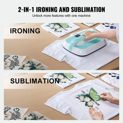 Värmepressmaskin 12 x 10 i bärbar värmeöverföringsmaskin Grön+Vit