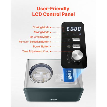 1,5 QT Automatische Eismaschine mit eingebautem Kompressor, kein Vorgefrieren | EU