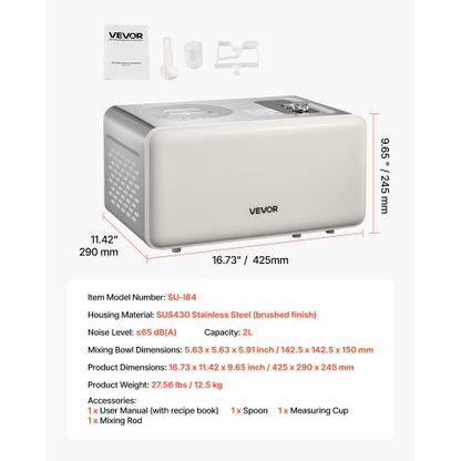 2-Liter-Eismaschine mit eingebautem Kompressor, ohne Vorgefrieren | EU