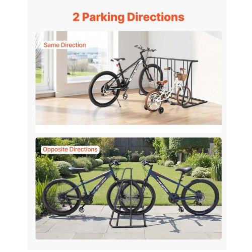Golvcykelställ för 3-tums däckbredd, cykelställ, 6 cyklars kapacitet