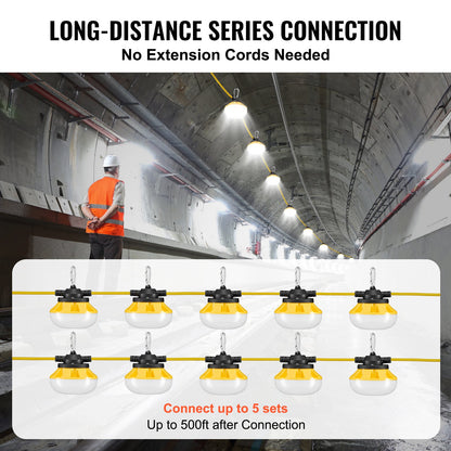 100FT Construction String Lights 100W 10000LM Pluggable Waterproof