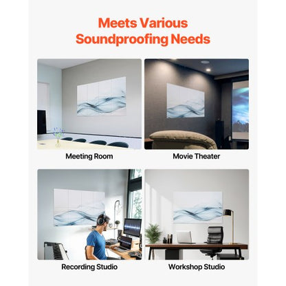 8er-Pack Akustikplatten 35,5 x 28,5 cm selbstklebend für Homestudio | EU