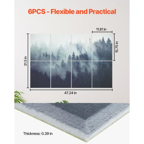 8er-Pack Akustikplatten 35,5 x 28,5 cm selbstklebend für Home Forest | EU