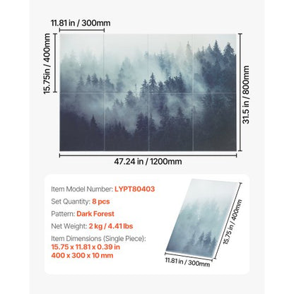 8er-Pack Akustikplatten 35,5 x 28,5 cm selbstklebend für Home Forest | EU