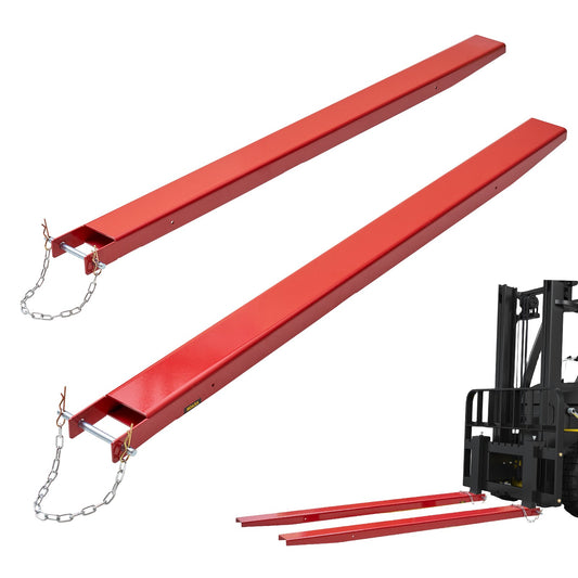 Pallgaffelförlängningar, 82" längd 4,5" bredd, kraftiga kolstålgaffelförlängningar för gaffeltruckar, 1 par gaffelförlängningar med stift, gaffelgaffelfästen för gaffeltruck, röd