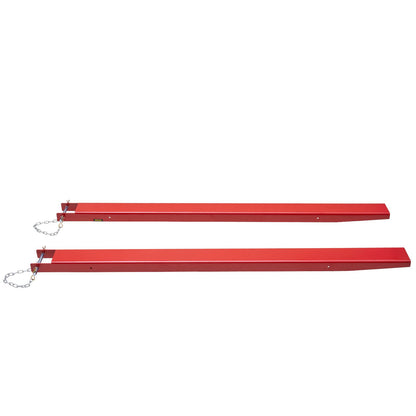 Pallgaffelförlängningar, 82" längd 4,5" bredd, kraftiga kolstålgaffelförlängningar för gaffeltruckar, 1 par gaffelförlängningar med stift, gaffelgaffelfästen för gaffeltruck, röd