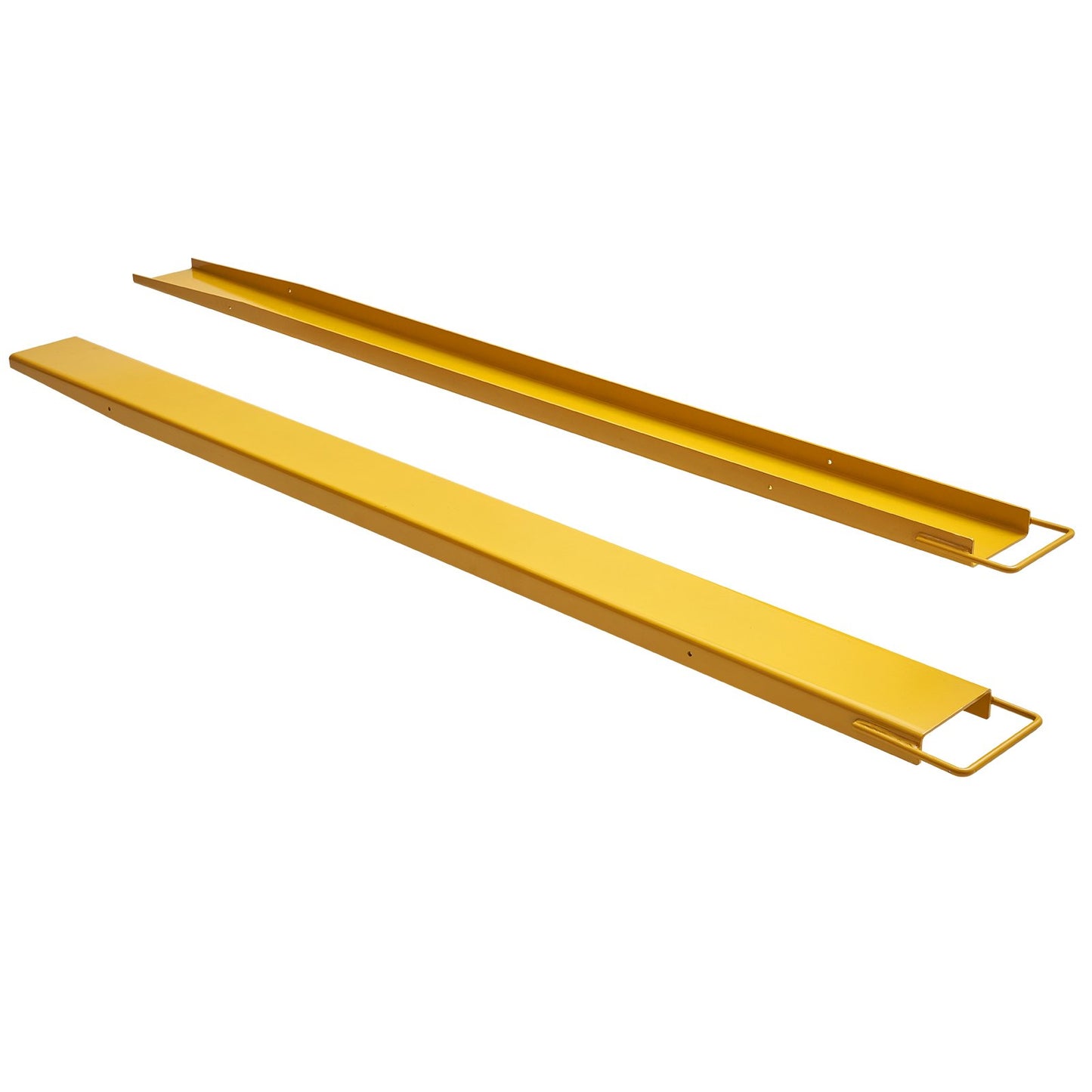 Pallgaffelförlängningar, 96" längd 4,5" bredd, kraftiga kolstålgaffelförlängningar för gaffeltruckar, 1 par gaffelförlängningar, industriella gaffelgaffelfästen för gaffeltruck, gul