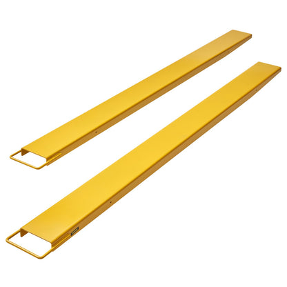 Pallgaffelförlängningar, 96" längd 4,5" bredd, kraftiga kolstålgaffelförlängningar för gaffeltruckar, 1 par gaffelförlängningar, industriella gaffelgaffelfästen för gaffeltruck, gul