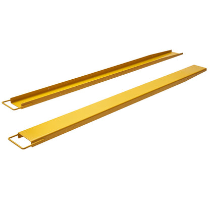 Pallgaffelförlängningar, 96" längd 4,5" bredd, kraftiga kolstålgaffelförlängningar för gaffeltruckar, 1 par gaffelförlängningar, industriella gaffelgaffelfästen för gaffeltruck, gul