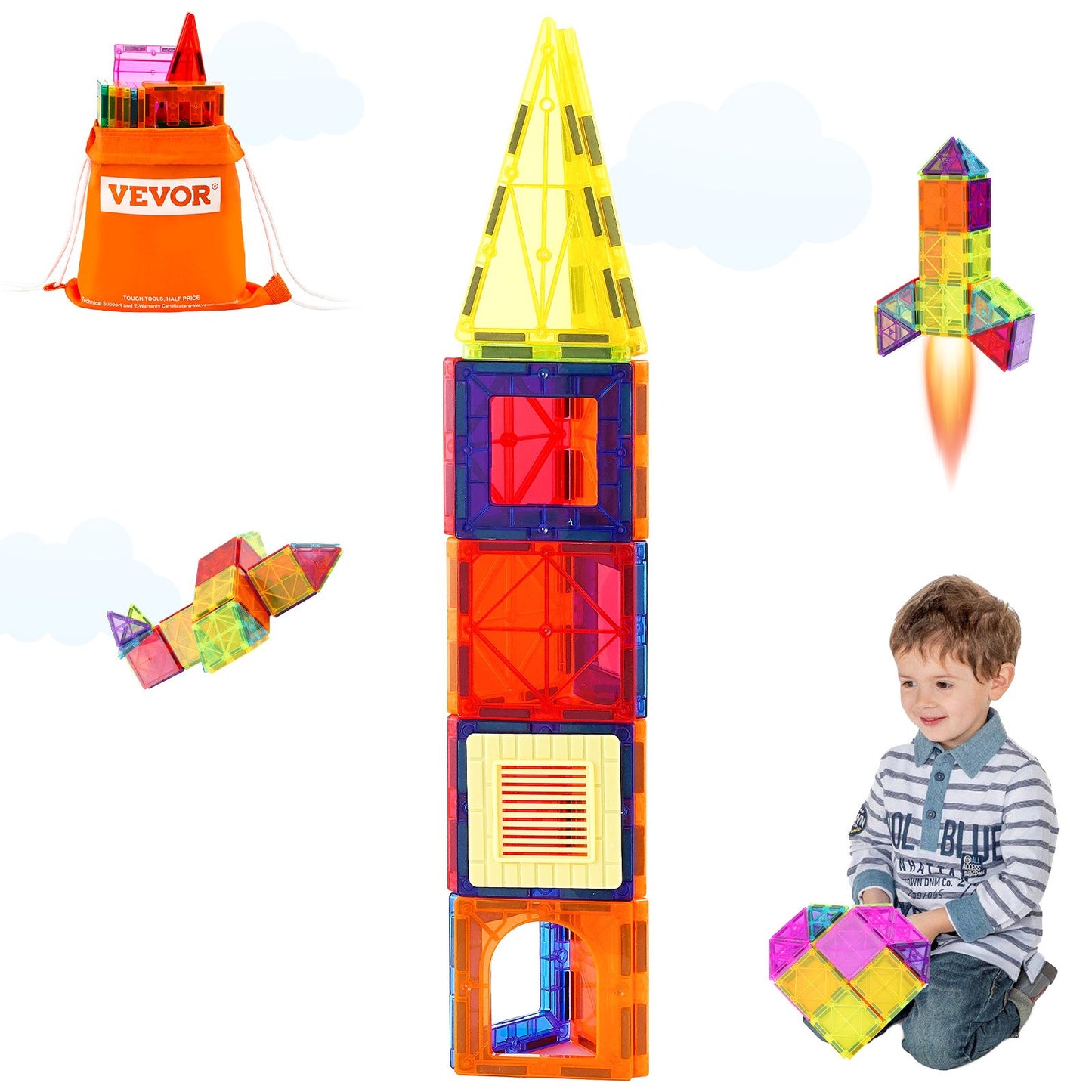 Magnetiska plattor Magnetisk byggleksak 55 st Magnetblock för barn 3D-set