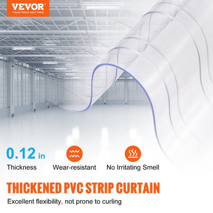 Streifenvorhang, 30,5 m Länge x 30,5 cm Breite x 0,3 cm Dicke, transparente, gerippte PVC-Streifenvorhang-Türrolle, Kunststoff-Türstreifen für den Türrahmen von Supermärkten, Garagen, Lagerhallen, Scheunen und Tierhäusern