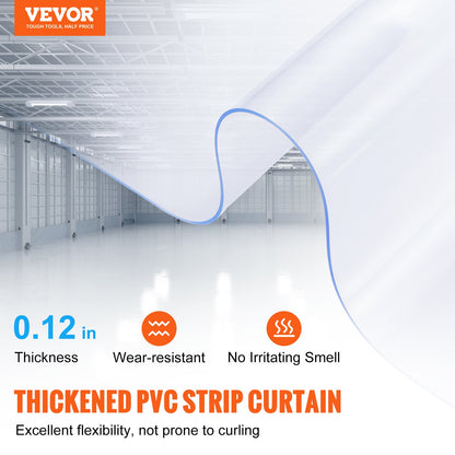 Streifenvorhang, 30,5 m Länge x 30,5 cm Breite x 0,3 cm Dicke, glatte PVC-Streifenvorhang-Türrolle, Kunststoff-Türstreifen für den Türrahmen von Supermärkten, Garagen, Lagerhallen, Scheunen und Tierhäusern