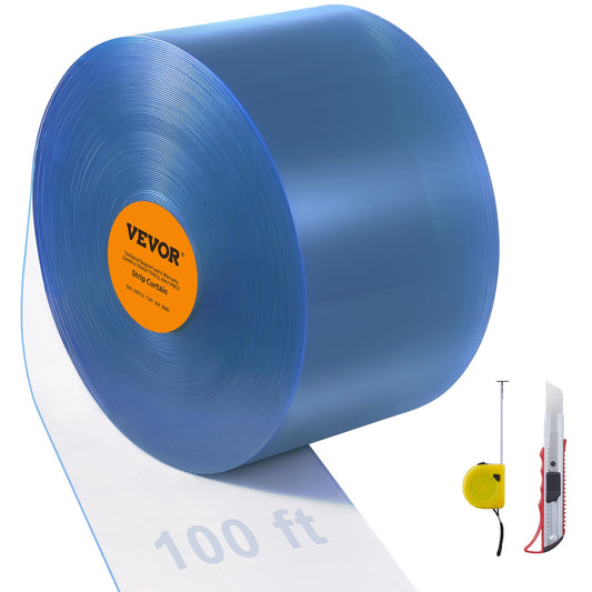 Strip Gardin, 100' Längd x 12" Bredd x 0,12" Tjocklek, Slät PVC Slät Gardin Strip Dörr Bulk Roll, Plast Dörrlister för dörröppningen till stormarknad, garage, lager, lada, husdjurshus