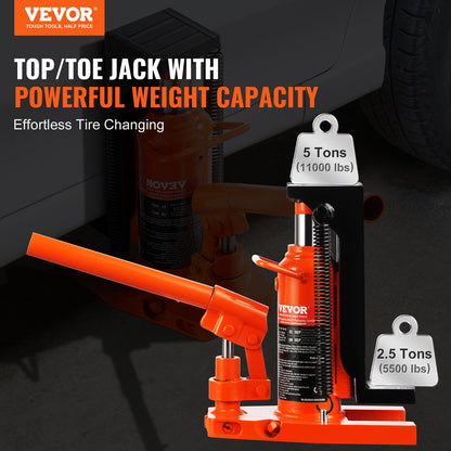 Hydraulisk tåjack, 2,5 ton på tå tå-lyft, 5 ton på topplyftkapacitet maskinjack, 0,8-5,3 i tåhöjd, 8,9-13,4 i topphöjd, lufthydraulisk klojack för maskiner, industri