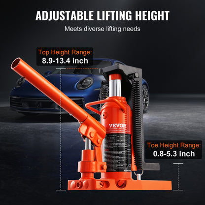 Hydraulisk tåjack, 2,5 ton på tå tå-lyft, 5 ton på topplyftkapacitet maskinjack, 0,8-5,3 i tåhöjd, 8,9-13,4 i topphöjd, lufthydraulisk klojack för maskiner, industri