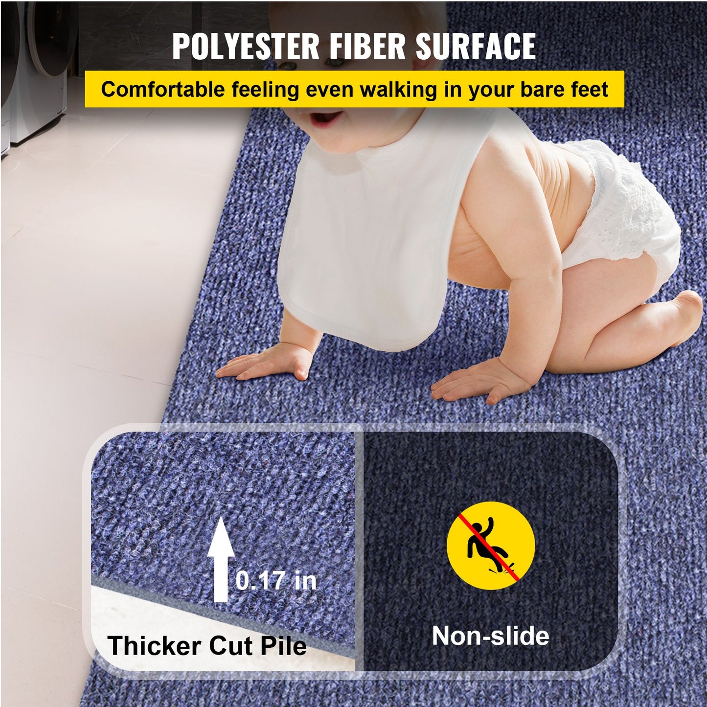 Marine Boat Mat Blue 5.9x49.2' Marine Boat Mat for Porch Garage