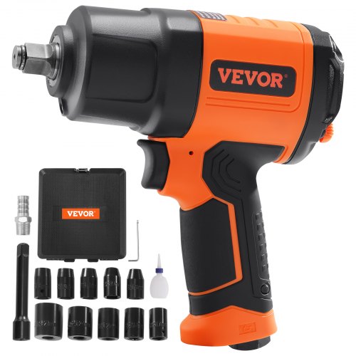 1,27 cm luftslagsnyckel, högt vridmoment upp till 1898,15 N·m, lätt 2,1 kg Design pneumatisk slagpistol med 11-STK 1,27 cm drivning CR-V stålslaghylssats och bärväska |  EU