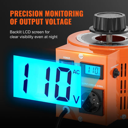 2000VA Variable Voltage Transformer 6.6A 0-300V Voltage Regulator LCD CE