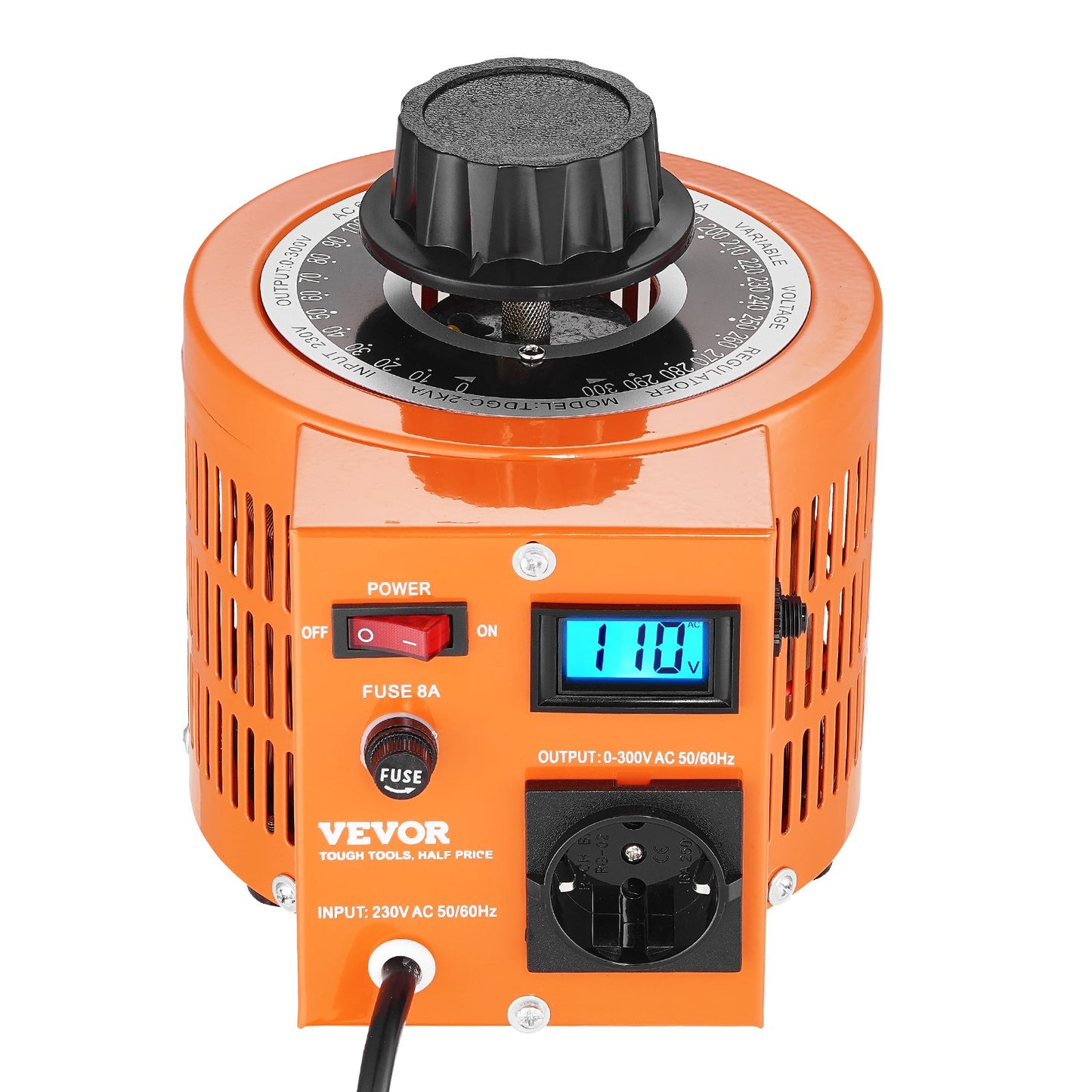 2000VA Variable Voltage Transformer 6.6A 0-300V Voltage Regulator LCD CE