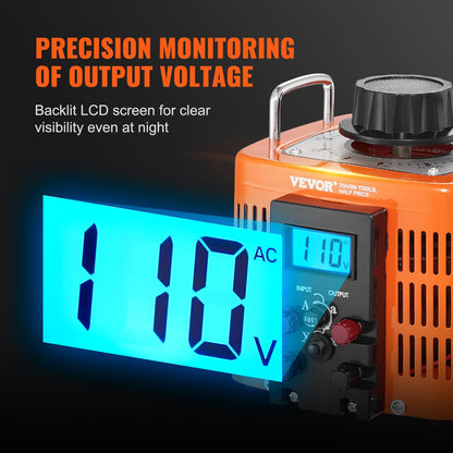 2000VA Variable Voltage Transformer 6.6A 0-300V Voltage Regulator LCD CE