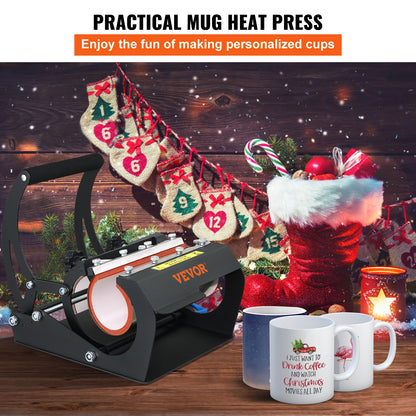 Tassen-Hitzepresse, 11 oz/11,5 cm und 20 oz/22 cm, zwei Platten, LCD-Tassenpresse mit abnehmbaren Transfer-Sublimationsmatten, DIY-Presse für schmale Kaffeetassen, Kieselgeldruck, Schwarz