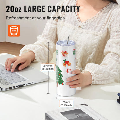 16-pack straight sublimation tumblers, 20 oz blank tumbler, double wall stainless steel with straw, lid, brush, base, shrink wrap, gift box, for heat press and heat transfer