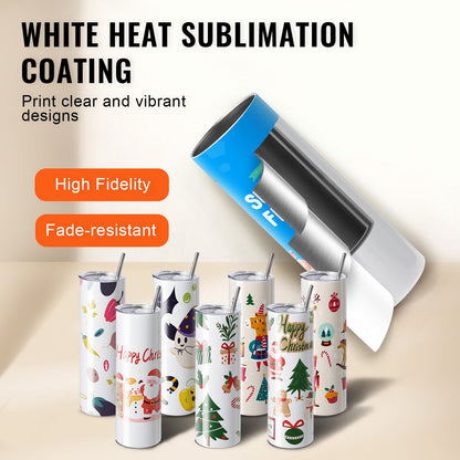 8-pack raka sublimeringsglas, 30 oz blank tumlare, rostfritt stål med dubbla väggar med sugrör, lock, borste, bas, krympplast, presentförpackning, för värmepress och värmeöverföring