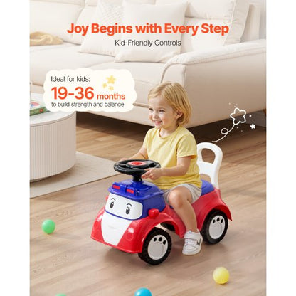 Åkbil för småbarn, Åkbil för småbarn 19 till 36 månader, Åkleksak med musik och förvaring under sätet, 25 kg lastkapacitet, Gåvagn från fot till golv för småbarn pojkar flickor, Röd |  EU