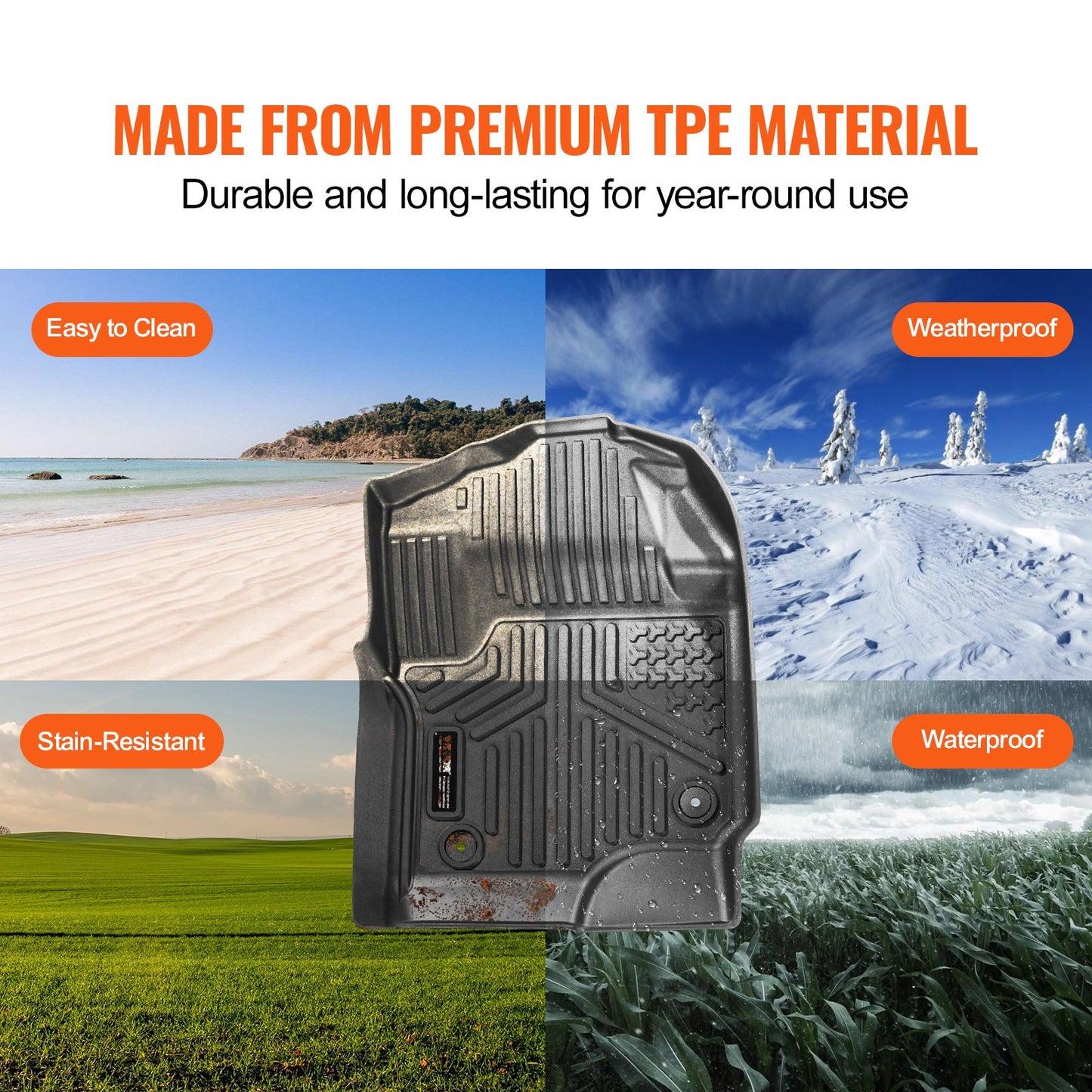 Automotive Floor Mats Fits Ford F-250/F-350/F-450 2017-2022 3 pcs