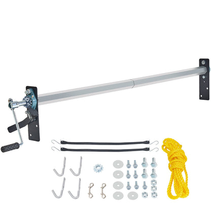 Handvev Tarp Roller Kit, 64" till 104" bred, aluminiumlegering, manuell hyttnivå Dumper Tarp Roller med 7" svamplindat handtag, perfekt för dumper, släpvagnar, sopbilar (ingen presenning)